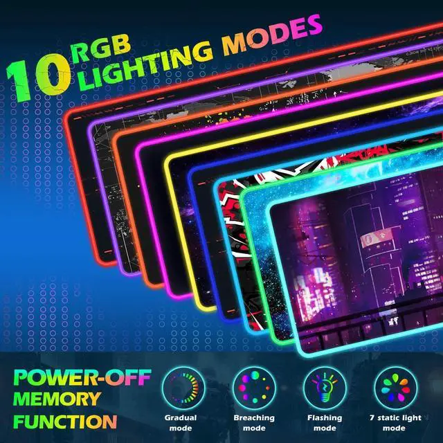 Alt view image 3 of 7 - ToLuLu RGB Gaming Wireless Charging Mouse Pad, 15W 10 Light Modes LED Mouse Pad Computer Keyboard Mat Mousepad, 800x300x4MM Extended Large Desk Mat for Gaming, MacBook, Laptop, PC, Neon Purple Sign