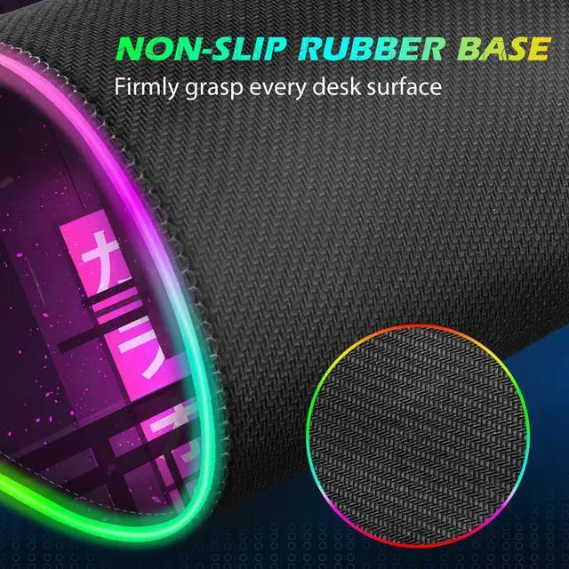 Alt view image 6 of 7 - ToLuLu RGB Gaming Wireless Charging Mouse Pad, 15W 10 Light Modes LED Mouse Pad Computer Keyboard Mat Mousepad, 800x300x4MM Extended Large Desk Mat for Gaming, MacBook, Laptop, PC, Neon Purple Sign