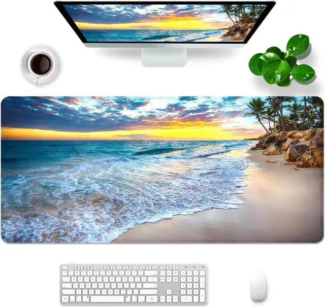 Main image of XXL Gaming Mouse Pad - Extended Size, Beach Ocean Design, Suitable for Work & Gaming
