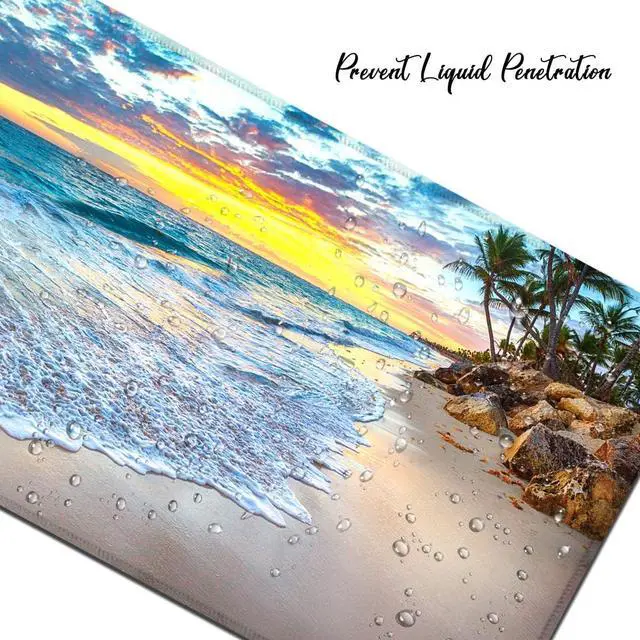 Alt view image 3 of 6 - XXL Gaming Mouse Pad - Extended Size, Beach Ocean Design, Suitable for Work & Gaming