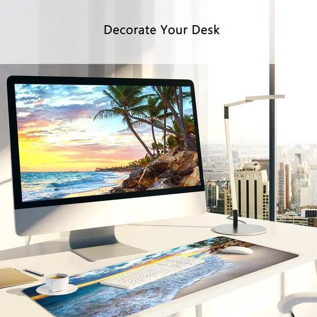 Alt view image 6 of 6 - XXL Gaming Mouse Pad - Extended Size, Beach Ocean Design, Suitable for Work & Gaming