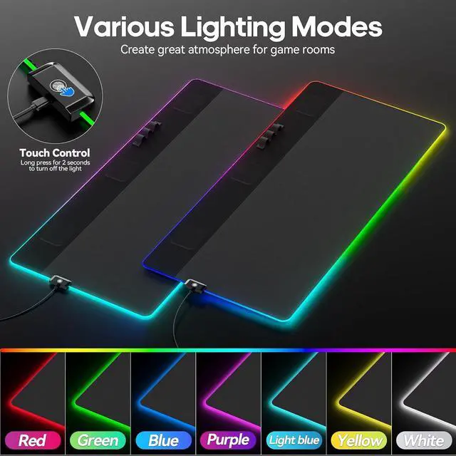Alt view image 4 of 7 - KDD RGB Gaming Mouse Pad with Magnetic Organizer Set - 8 in 1 Desk Keyboard Mat with Desktop Storage for Headset & Controller Stand/Remote Holder/Pen Holder/Cable Management for Gamer Accessory Setup