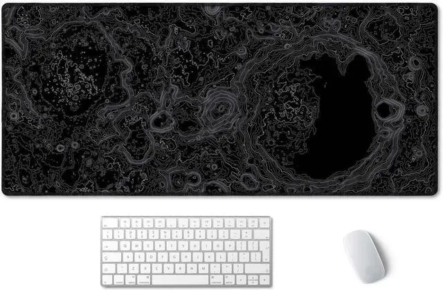 Main image of SSOIU Moon Topographic Map Extended Mouse Pad, XXL Gaming Mouse Pads, Large Big Mousepad Laptop Computer Keyboard Mat Desk Pad with Non-Slip Base Stitched Edge for Gaming Office, 35.5 x 15.7 inch