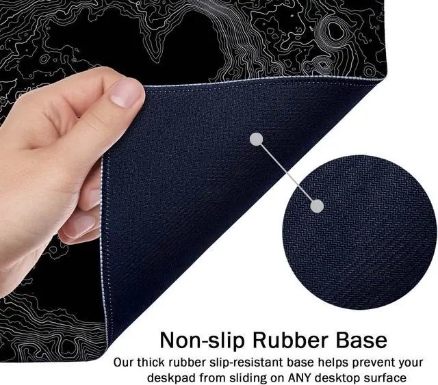 Alt view image 6 of 7 - SSOIU Moon Topographic Map Extended Mouse Pad, XXL Gaming Mouse Pads, Large Big Mousepad Laptop Computer Keyboard Mat Desk Pad with Non-Slip Base Stitched Edge for Gaming Office, 35.5 x 15.7 inch