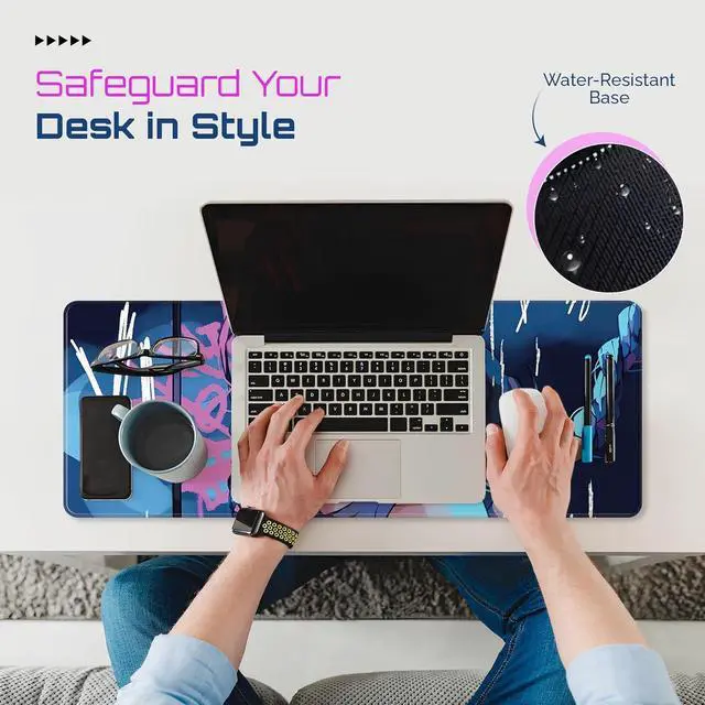 Alt view image 4 of 7 - Large Gaming Mouse Pad 31.5 x 11.8 Inches XXL Extended for Mouse and Keyboard Non-Slip and Water Resistant Surface with Anime Cute Girl Design Jinx Ideal for Competitive Gaming League