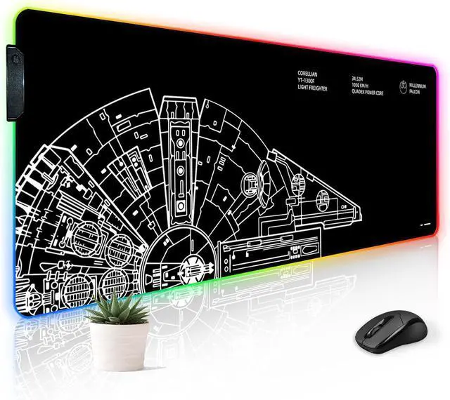 Main image of RGB Mousepad LED Desk Mat Gaming Large Keyboard Cute Desktop Computer Laptop 14 Light XXL Long Giant Big Cool Modern Design Unique for Men Boys Gamer Oversized Wide 30x12'' Mousepad, Wars