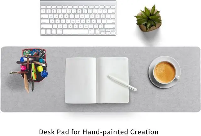 Alt view image 5 of 7 - DawnTrees Felt Desk Pad,Keyboard Mat (35.8x11.8Inches),Large Felt Mouse Pad,Computer Desk Mat XL,Desk Protector for Office (Light Gray)