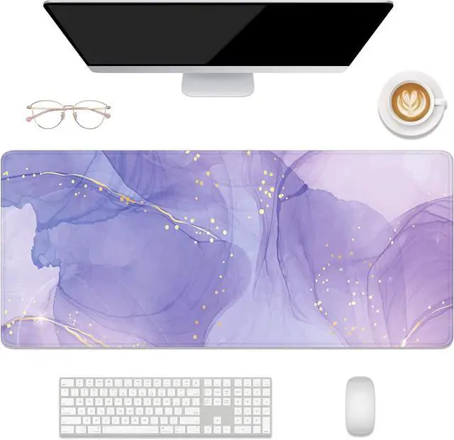Alt view image 2 of 7 - Desk Mat, 32" x 12" XXL Extended Large Gaming Mouse Pad, Desktop Decor Desk Pad, Cute Men Women Office Supplies and Accessories, XL Mouse Mat for Laptop & Keyboard, Minimalism Purple Marble