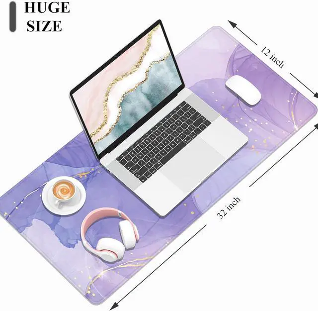 Alt view image 3 of 7 - Desk Mat, 32" x 12" XXL Extended Large Gaming Mouse Pad, Desktop Decor Desk Pad, Cute Men Women Office Supplies and Accessories, XL Mouse Mat for Laptop & Keyboard, Minimalism Purple Marble