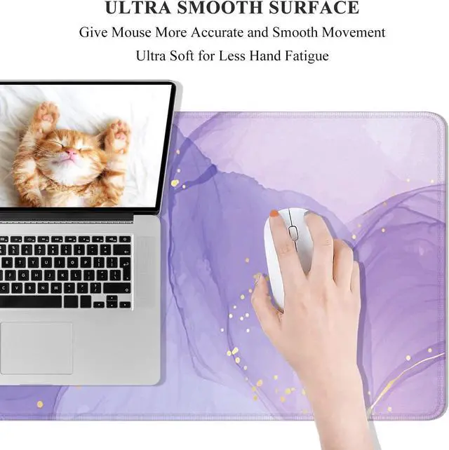 Alt view image 4 of 7 - Desk Mat, 32" x 12" XXL Extended Large Gaming Mouse Pad, Desktop Decor Desk Pad, Cute Men Women Office Supplies and Accessories, XL Mouse Mat for Laptop & Keyboard, Minimalism Purple Marble