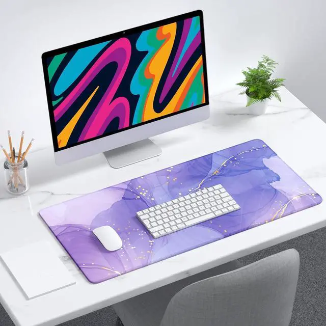 Alt view image 7 of 7 - Desk Mat, 32" x 12" XXL Extended Large Gaming Mouse Pad, Desktop Decor Desk Pad, Cute Men Women Office Supplies and Accessories, XL Mouse Mat for Laptop & Keyboard, Minimalism Purple Marble