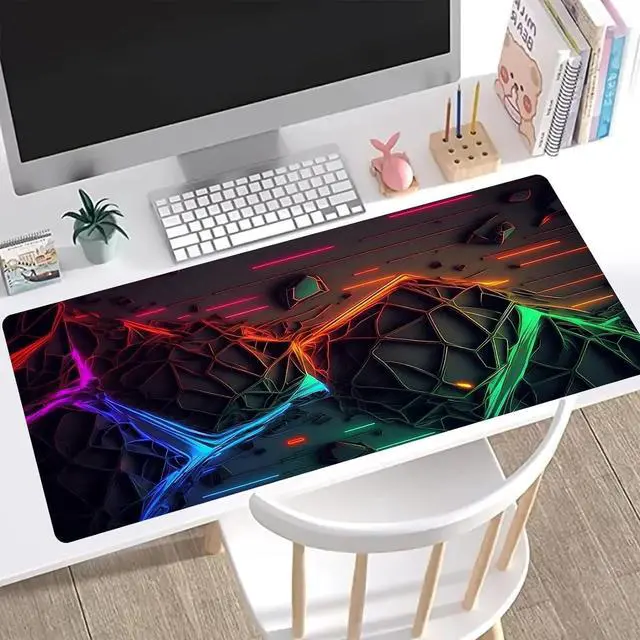 Alt view image 2 of 6 - Mouse Pad Desk Pad, Gaming Mousepad Extended Large 31.5" x 11.8" 3D Computer Game Mouse Mat Desk Mat with Stitched Edges Non-Slip Rubber Base, Keyboard Pad Mousepad for Office and Home