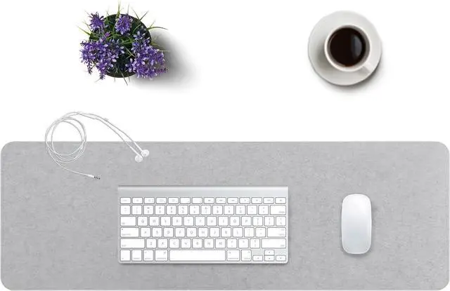 Alt view image 2 of 7 - DawnTrees Felt Desk Pad,Keyboard Mat (35.8x11.8Inches),Large Felt Mouse Pad,Computer Desk Mat XL,Desk Protector for Office (Light Gray)