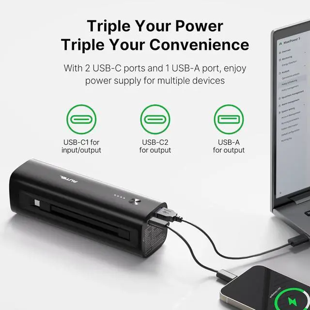 Alt view image 3 of 7 - Autel Power Bank, LiFePO4 Battery 15,000mAh Portable Charger Top-Notch Safety, PD 3.0 Fast Charging Compatible with iPhone 16/15/14 Series, AirPods, Apple Watch, Samsung etc (Flight-Approved)