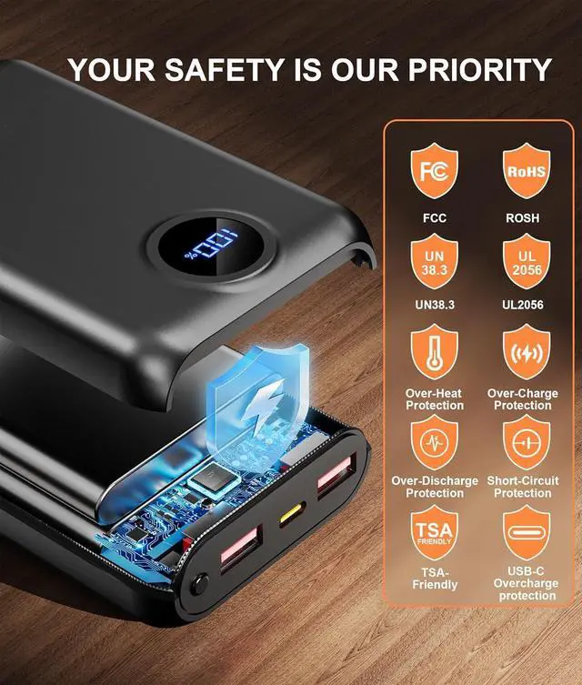 Alt view image 5 of 6 - Heated Vest Battery Pack Compatible with Soleilwear TIDEWE, Portable Power Bank for Heated Vests Hoodies, Phones, Camping Chair with Digital Screen (NOT for DC 7.4V/12V)