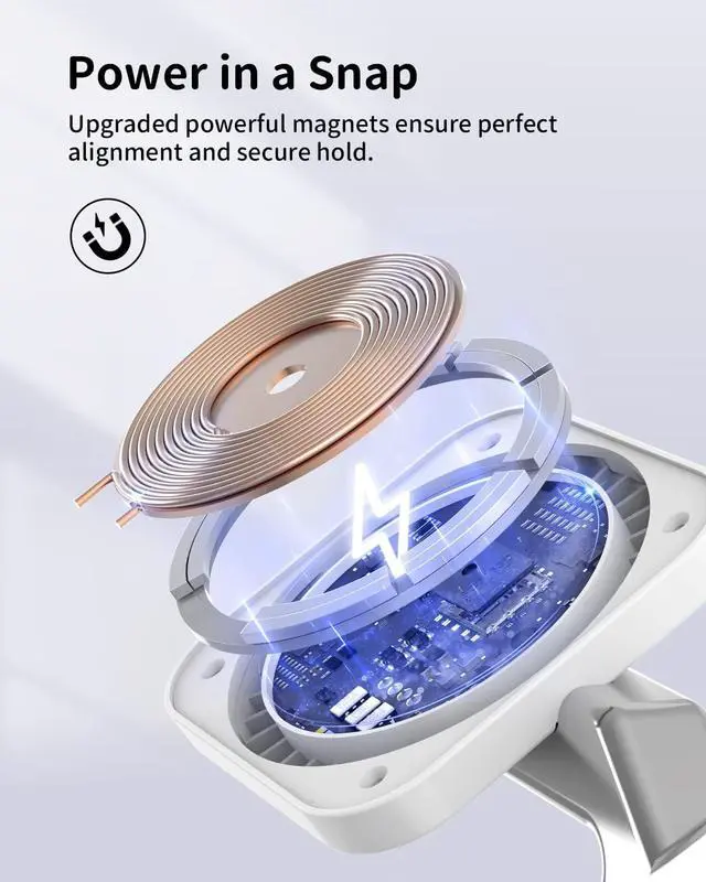 Alt view image 2 of 7 - JoyGeek 3-in-1 Charger Stand for Magsafe: Magnetic Charging Station for iPhone 15/14/13/12 Pro Max/Plus/Mini - Wireless Mag-Safe Dock for Apple Watch Ultra 2/Series 9/8/7/6/5/4/3, Air Pods Pro 3rd/2nd