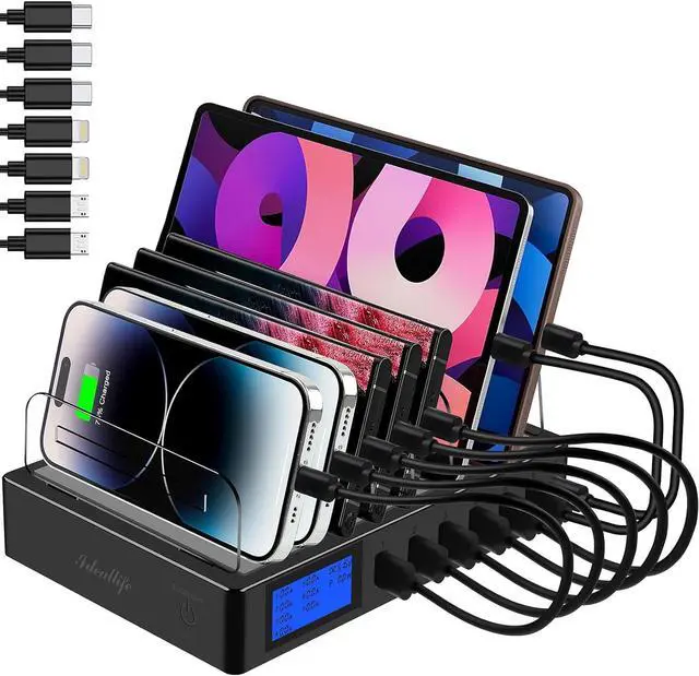 Main image of Charging Station for Multiple Devices for 7 Ports Fast USB Charger with Type C PD20W QC3.0, Fast Desktop Docking Station Compatible with iPhone ipad Samsung Smart Phones
