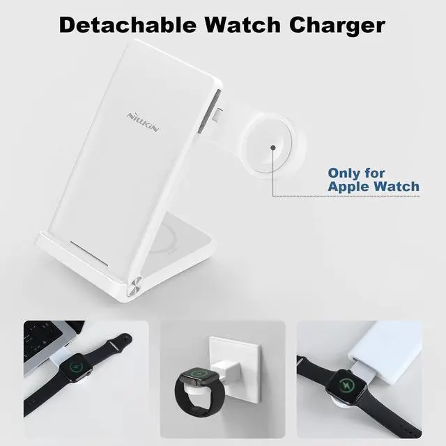 Alt view image 4 of 6 - Nillkin 3 in 1 Charging Station for Apple Devices, Foldable&Portable Wireless Charger Stand for iPhone 15/14/13/12 Pro Max/Pro, Only for Apple Watch Ultra/8/7/SE/6/5/4/3/2, for AirPods
