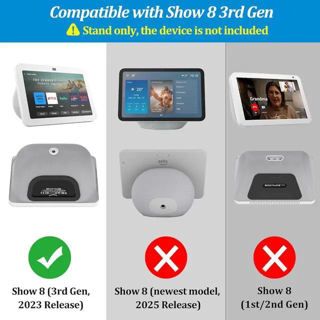 Alt view image 2 of 6 - PlusAcc Stand for Show 8 (3rd Gen) - Adjustable Tilt Table Holder with 2 Charging Ports (USB-C & USB-A), Magnetic Station Accessories for Charge Cellphones and Earbuds, Non-Slip Base (White)