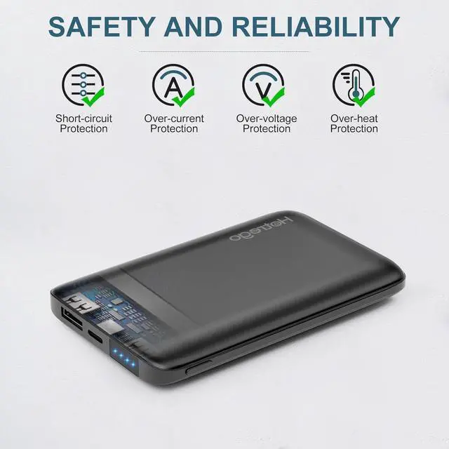 Alt view image 5 of 6 - KOVNLO Battery Pack for Heated Vest, 5V 2A 10000mAh USB Power Bank with USB-C Charging Cable, Ultra Thin Portable Charger for Heated Jacket,iPhone, Android