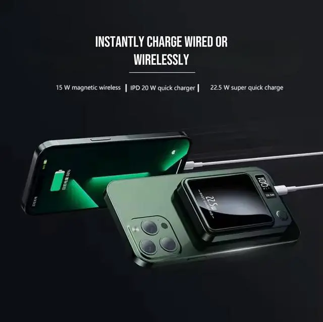 Alt view image 2 of 4 - Magnetic 10000 mAh Power Bank, Safe Fast Charging 20W with USB Type C Charger, LED Display, Powerbank Compatible for Magsafe, Portable Charger for iPhone 11 12 13 14 15 16 Pro Max (White)