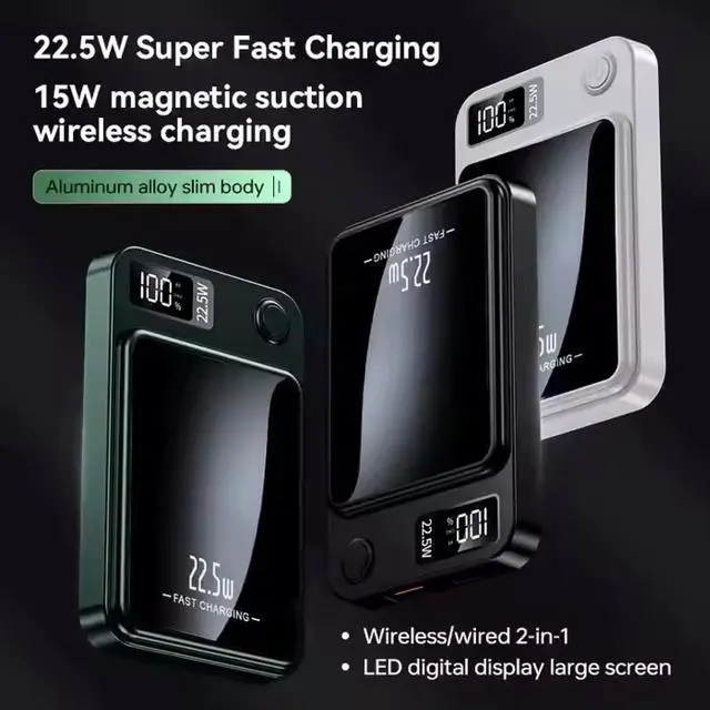 Alt view image 3 of 4 - Magnetic 10000 mAh Power Bank, Safe Fast Charging 20W with USB Type C Charger, LED Display, Powerbank Compatible for Magsafe, Portable Charger for iPhone 11 12 13 14 15 16 Pro Max (White)