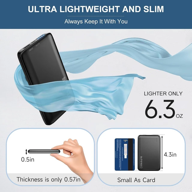 Alt view image 3 of 6 - KOVNLO Battery Pack for Heated Vest, Ultra Thin Portable 5V 2A 10000mAh USB Power Bank, Charger for Heated Jacket,iPhone, Android