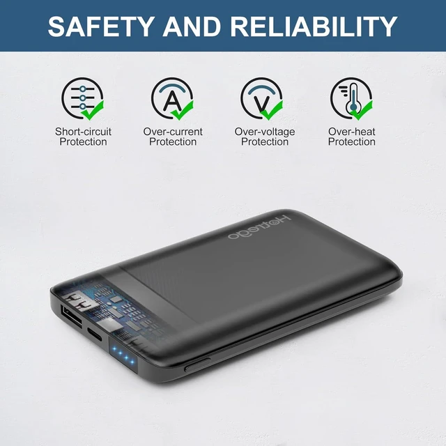 Alt view image 5 of 6 - KOVNLO Battery Pack for Heated Vest, Ultra Thin Portable 5V 2A 10000mAh USB Power Bank, Charger for Heated Jacket,iPhone, Android