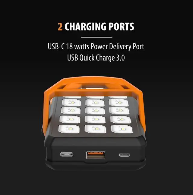 Alt view image 5 of 7 - ToughTested Dual 10,000 mAh Solar Power Portable Charger Battery Pack Power Bank IP65 Waterproof and 18 LED Flashlight