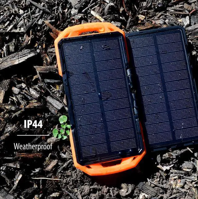 Alt view image 6 of 7 - ToughTested Dual 10,000 mAh Solar Power Portable Charger Battery Pack Power Bank IP65 Waterproof and 18 LED Flashlight