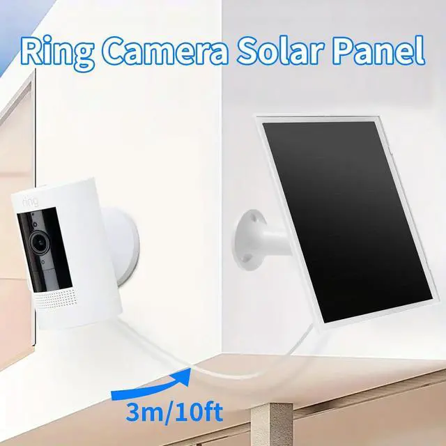 Alt view image 4 of 7 - Solar Panel Charger for Ring Camera, Compatible with Ri ng Stick Up Cam, Stick Up Cam Pro, Ring Spotlight Cam Plus/Pro, 6W5V 13ft Charging Cable (White-1Pack)