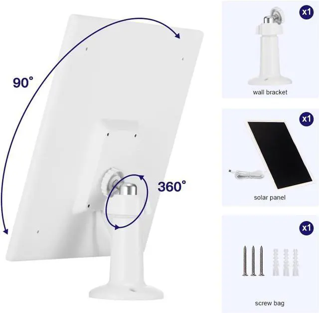 Alt view image 6 of 7 - Solar Panel Charger for Ring Camera, Compatible with Ri ng Stick Up Cam, Stick Up Cam Pro, Ring Spotlight Cam Plus/Pro, 6W5V 13ft Charging Cable (White-1Pack)