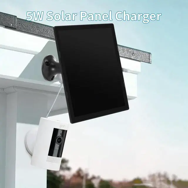 Alt view image 2 of 6 - Solar Panel Charger for Ring Camera, Compatible with Ri ng Stick Up Cam, Stick Up Cam Pro, Ring Spotlight Cam Plus/Pro, 6W5V 13ft Charging Cable (Black-1Pack)