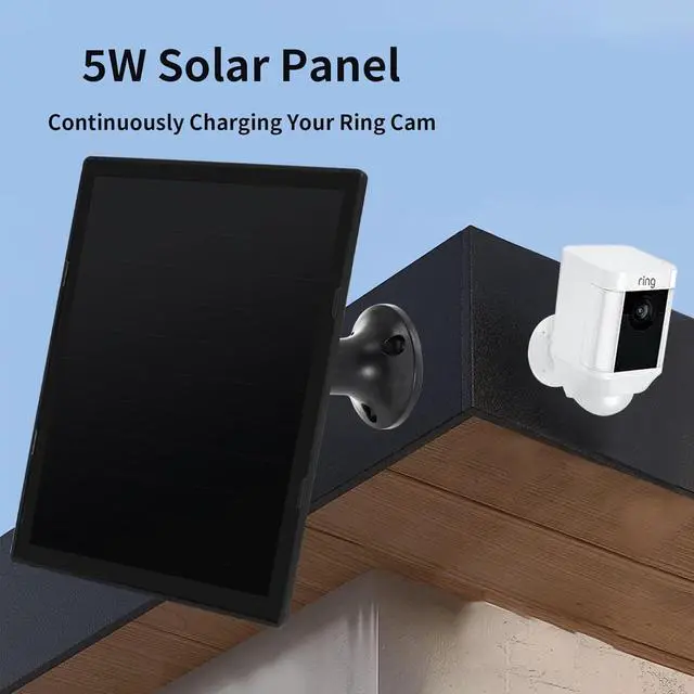 Alt view image 5 of 6 - Solar Panel Charger for Ring Camera, Compatible with Ri ng Stick Up Cam, Stick Up Cam Pro, Ring Spotlight Cam Plus/Pro, 6W5V 13ft Charging Cable (Black-1Pack)