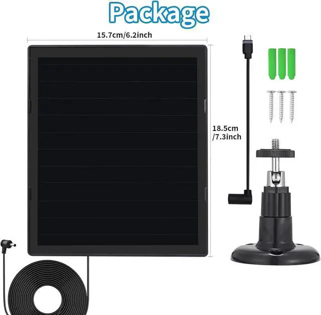 Alt view image 6 of 6 - Solar Panel Charger for Ring Camera, Compatible with Ri ng Stick Up Cam, Stick Up Cam Pro, Ring Spotlight Cam Plus/Pro, 6W5V 13ft Charging Cable (Black-1Pack)