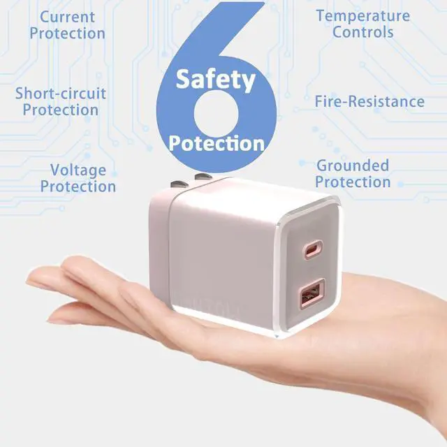 Alt view image 5 of 7 - USB C Charger 70W, GaN 2 Port Compact Fast Wall Charger for MacBook Pro/Air, iPad Pro, Galaxy S23, Dell XPS 13, Note 20/10+, iPhone 17 16 15/Pro, Steam Deck, and More (Pink)