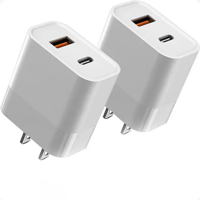 Main image of Dual Port Quick Charger Block USB C & A 30W for iPhone 17 Pro Max/Air/16e/16/15/14/13/12/11/iPad/PPS Super Fast Charging Type C Wall Charger Adapter Plug Cube Box for Galaxy S25/S24/S23/S22,White 2Pcs