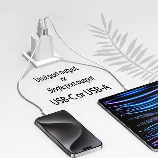 Alt view image 2 of 7 - Dual Port Quick Charger Block USB C & A 30W for iPhone 17 Pro Max/Air/16e/16/15/14/13/12/11/iPad/PPS Super Fast Charging Type C Wall Charger Adapter Plug Cube Box for Galaxy S25/S24/S23/S22,White 2Pcs