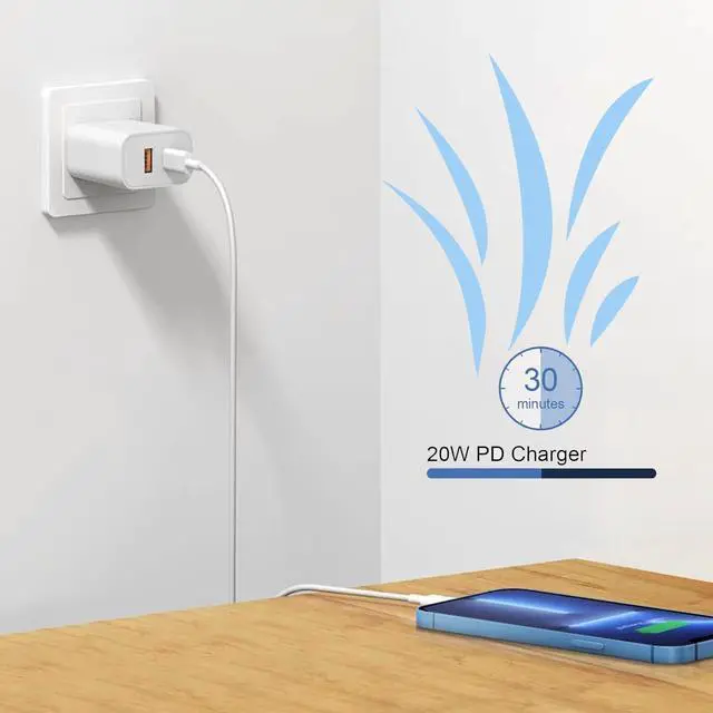 Alt view image 3 of 7 - Dual Port Quick Charger Block USB C & A 30W for iPhone 17 Pro Max/Air/16e/16/15/14/13/12/11/iPad/PPS Super Fast Charging Type C Wall Charger Adapter Plug Cube Box for Galaxy S25/S24/S23/S22,White 2Pcs