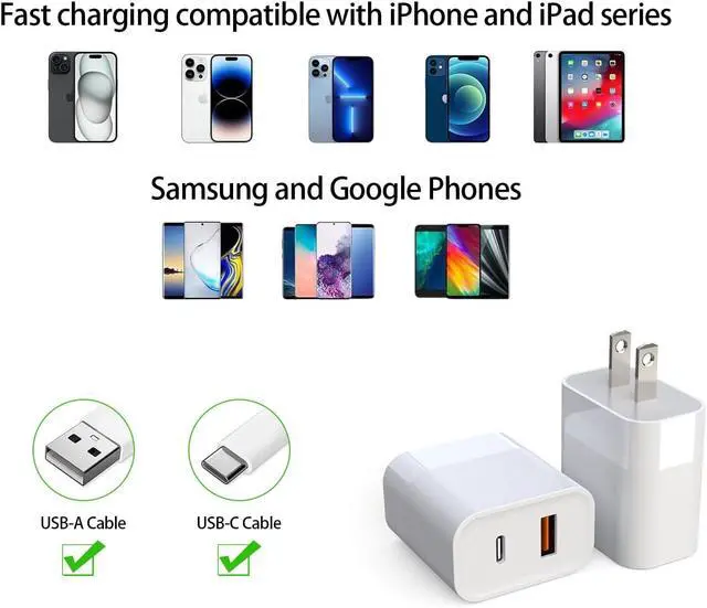 Alt view image 4 of 7 - Dual Port Quick Charger Block USB C & A 30W for iPhone 17 Pro Max/Air/16e/16/15/14/13/12/11/iPad/PPS Super Fast Charging Type C Wall Charger Adapter Plug Cube Box for Galaxy S25/S24/S23/S22,White 2Pcs