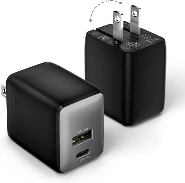 Main image of USB C Charger Block, 30W USB C Fast Charging, Dual-Port Compact USB Charger Block with Foldable Plug, Compatible with 16/16 Pro/15/15 Plus/15 Pro/15 Pro Max/14/13/12/11 (2 Pack)