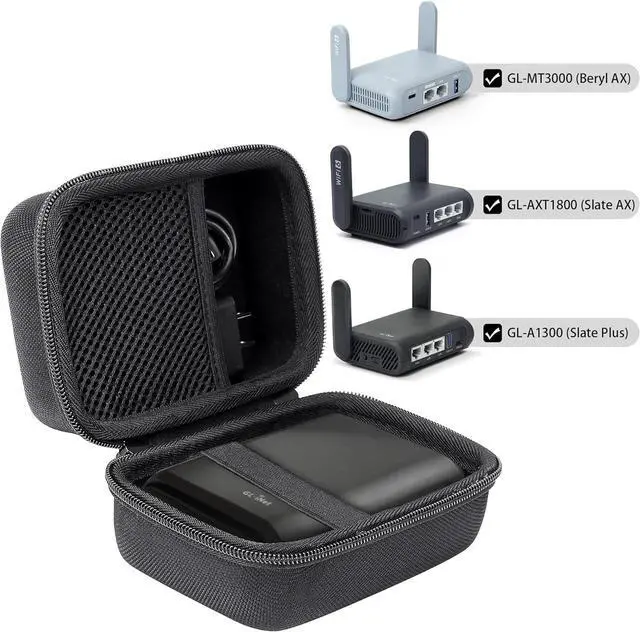 Alt view image 2 of 7 - Aenllosi for GL.iNet GL-AXT1800 (Slate AX)/GL-MT3000 (Beryl AX)/GL-A1300/GL-SFT1200 Travel Router Hard Case, Black (Case Only)