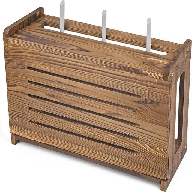 Main image of Wooden Router Shelf Wall Mount WiFi Router Storage Box Modem Cable Router Cover Organized Power Strip Cable Management Hider Rack Need Assembly 14.9 * 9.8 * 5.4 in (L* H * W)