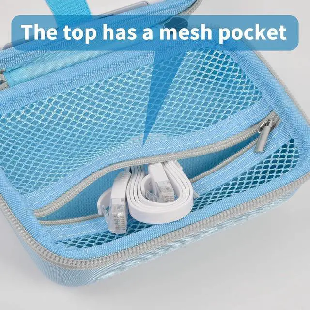 Alt view image 4 of 7 - Case Compatible with GL SFT1200/ MT3000/ AXT1800/ MT1300/ A1300/ AR750S-Ext for Glinet Travel Router Wireless, Portable WiFi Storage Holder for Ethernet Cable & Power Adapter (Box Only) - Blue