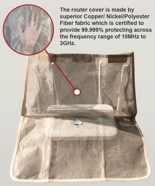 Alt view image 3 of 7 - WiFi Router Shielding Cover - 14x16 Inches Copper Nickel Fabric, Adjustable Signal Management for Home & Office