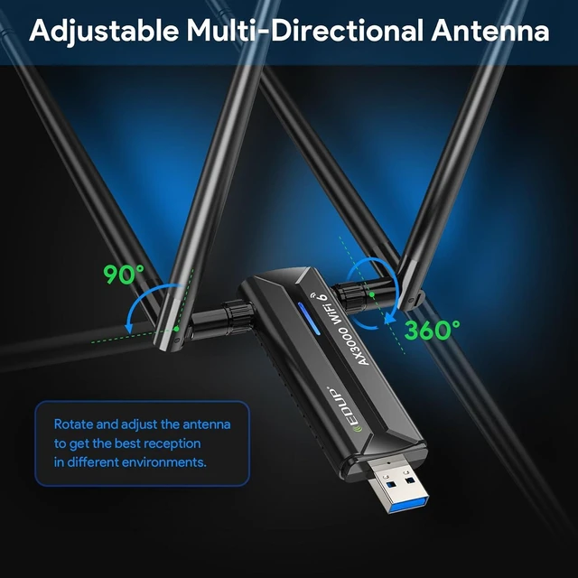 Alt view image 5 of 7 - USB 3.0 WiFi 6E Adapter for PC, AX3000M, Mt7921au, 802.11ax | Tri-Band 6G/5G/2.4GHz, Wi-Fi Dongle Wireless Network Card, Support Windows 11/10 ( Install Driver ) & Linux ( Free Driver )