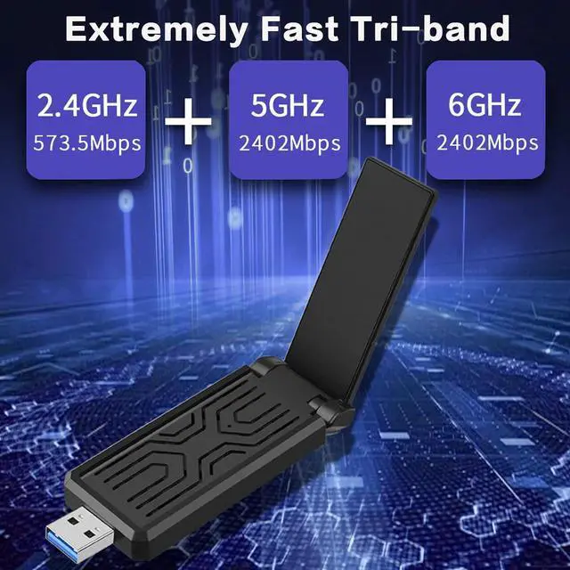Alt view image 3 of 7 - Gaming WiFi Adapter for PC,6GHZ WiFi Adapter,USB WiFi Adapter,IEEE802.11AX,MU-MIMO Technologies,AXE3000 3Band(2.4+5.0+6.0G) Wireless Gigabit Speed Up to 5.3Gbps, New 6GHz,Supports Windows 11/10