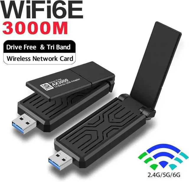 Alt view image 2 of 7 - Gaming WiFi Adapter for PC,6GHZ WiFi Adapter,USB WiFi Adapter,IEEE802.11AX,MU-MIMO Technologies,AXE3000 3Band(2.4+5.0+6.0G) Wireless Gigabit Speed Up to 5.3Gbps, New 6GHz,Supports Windows 11/10