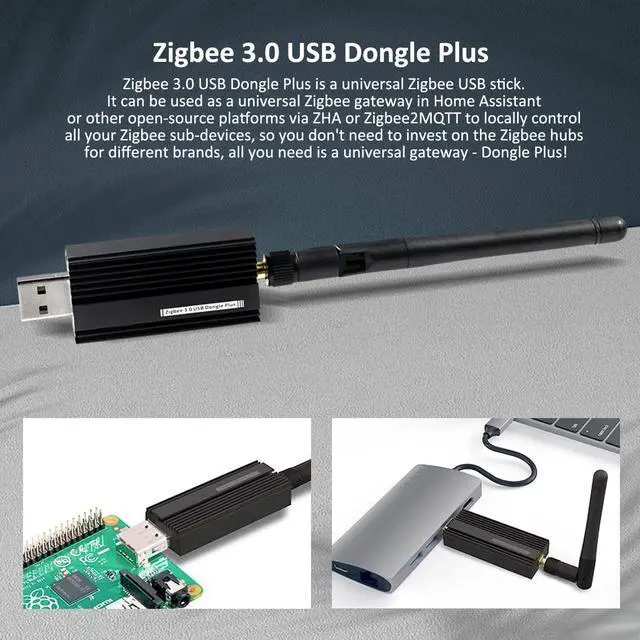 Alt view image 2 of 7 - Zigbee 3.0 USB Dongle Plus-E Gateway,Universal Zigbee Gateway Adapter with Antenna,for Home Assistant,Open HAB,etc,Zigbee 3.0 USB ZBDongle-E,EFR32MG21