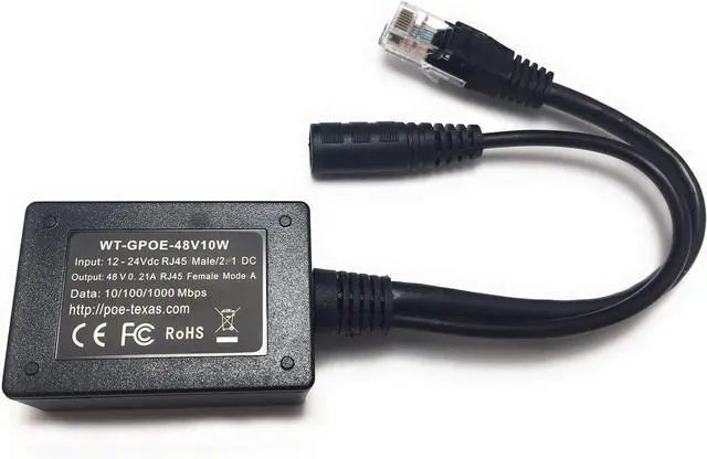 Main image of PoE Texas Power Over Ethernet Inline Converter Injector for 12 Volt and Solar to POE Conversions - Convert 12-30v to PoE with Gigabit Data - Instantly Step Up Voltage to IEEE 802.3af Compatible PoE